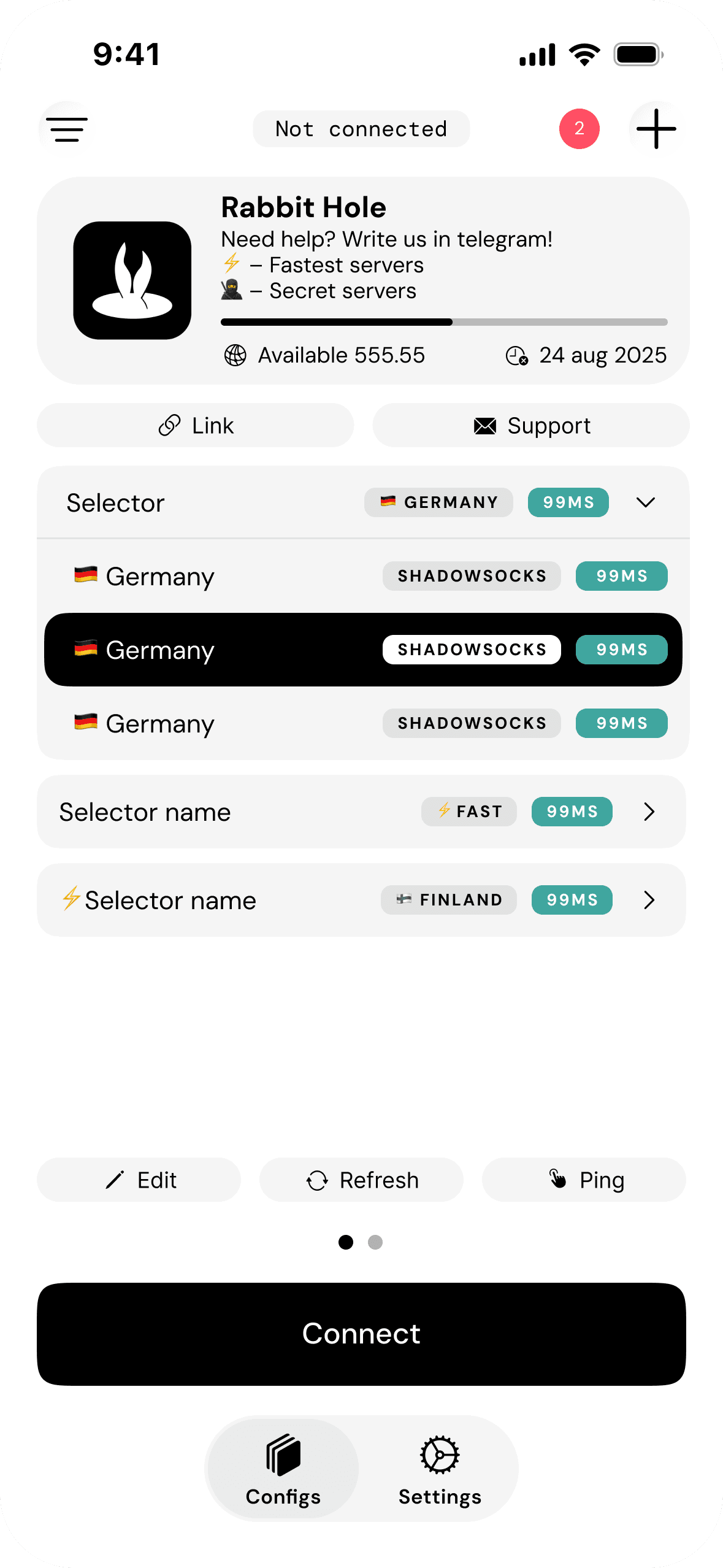 Dedicated Provider Page in light theme