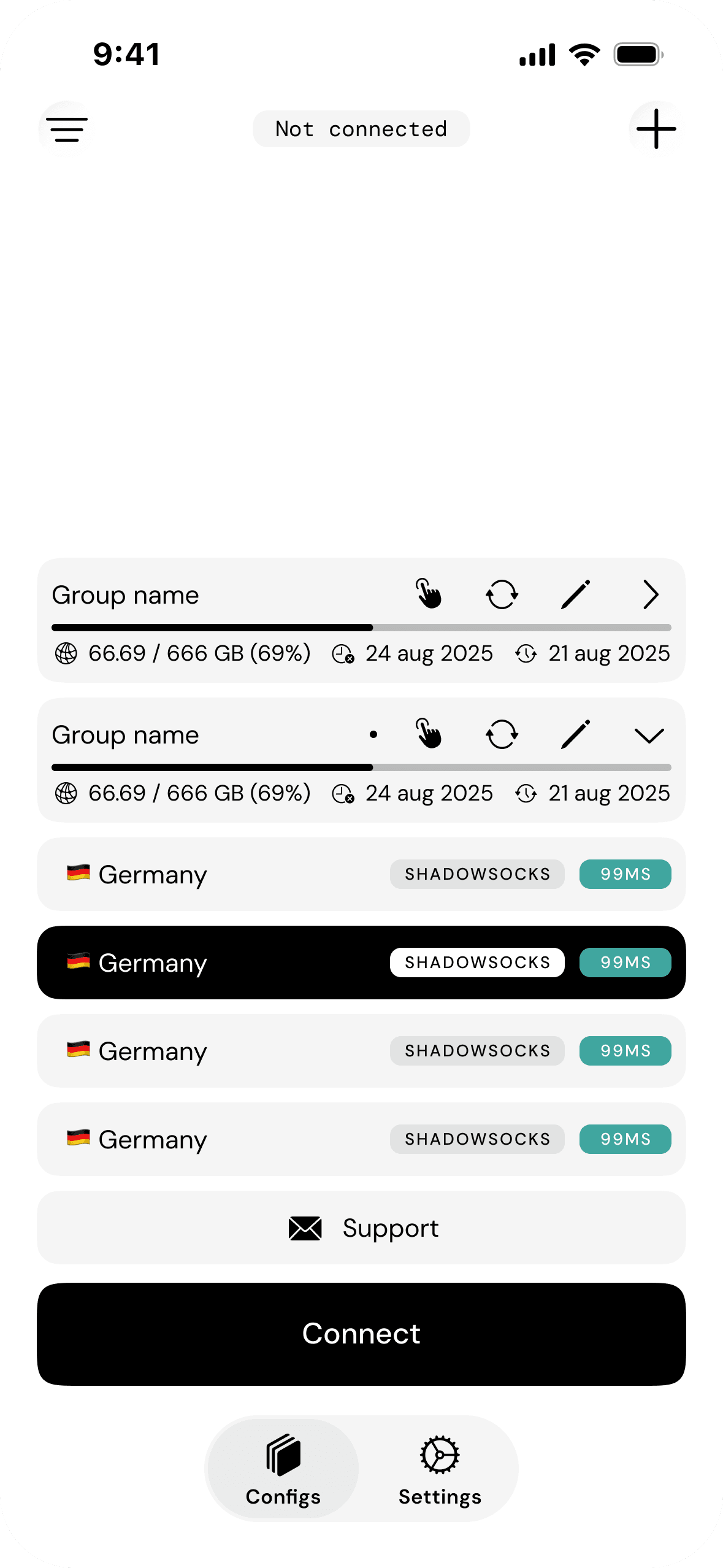 Shared configuration view in light theme